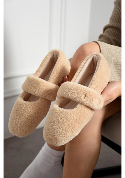 Ultra Yumuşak Lastikli Peluş Kadın Ev Babeti Günlük Babet Ses Yapmaz Hafif Taban Fenomen Babeti