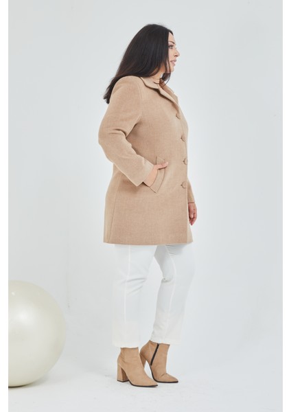 Kadın Büyük Beden Klasik Yaka Kaban