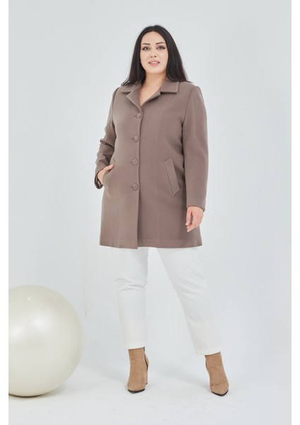 Kadın Büyük Beden Klasik Yaka Kaban