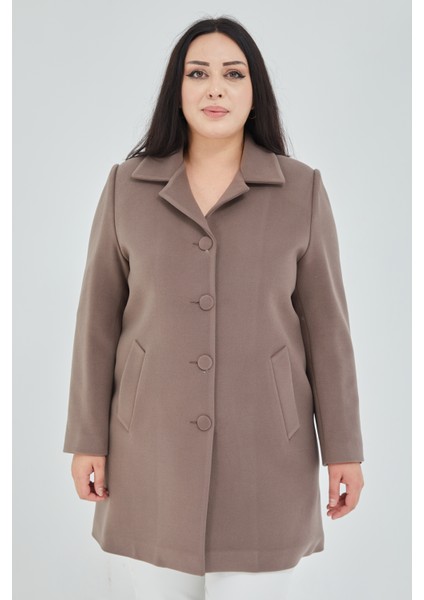 Kadın Büyük Beden Klasik Yaka Kaban fiyatları
