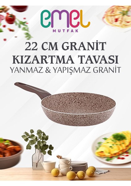 22 cm Granit Kızartma Tavası (Bej)
