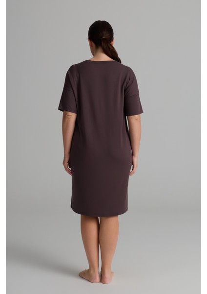 Kadın Plus Size Modal Iki Iplik Kısa Kollu Elbise modelleri