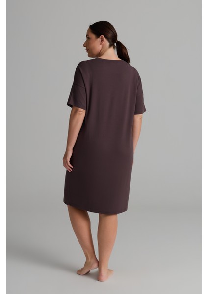 Kadın Plus Size Modal Iki Iplik Kısa Kollu Elbise fırsatları