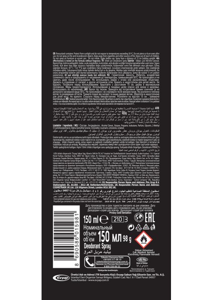 Gold Men Erkek Deodorant 6X150ML