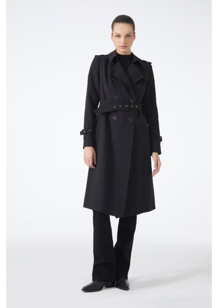 Kruvaze Yaka Beli Kuşaklı Trençkot fiyatları