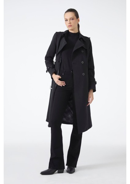 Kruvaze Yaka Beli Kuşaklı Trençkot modelleri