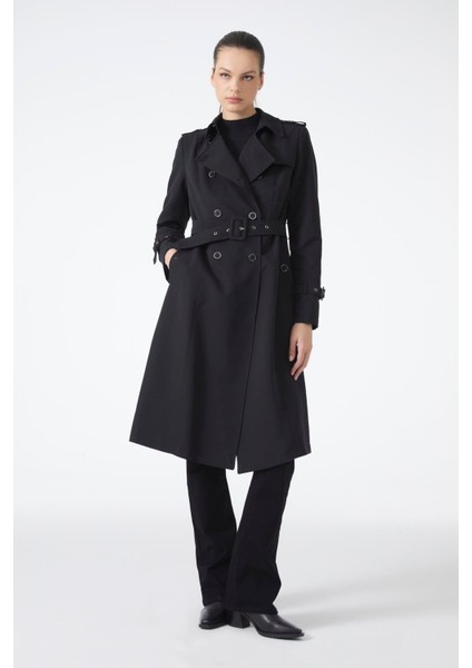 Kruvaze Yaka Beli Kuşaklı Trençkot fırsatları