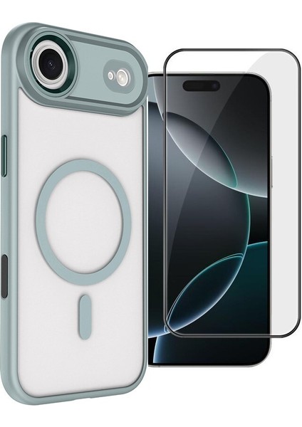 iPhone 17 Air Kılıf Krom Armor Manyetik Şarj Kapak + Tam Kapatan Ekran Koruyucu