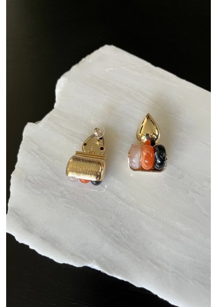 Renkli Taşlı Damla Küpe modelleri