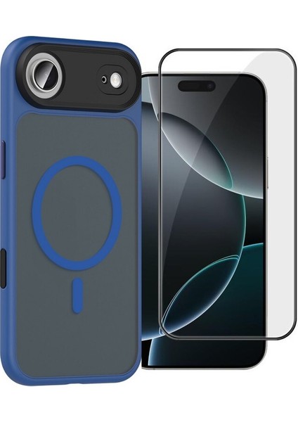 iPhone 17 Air Kılıf Flet Mat Manyetik Şarj Kapak + Tam Kapatan Ekran Koruyucu