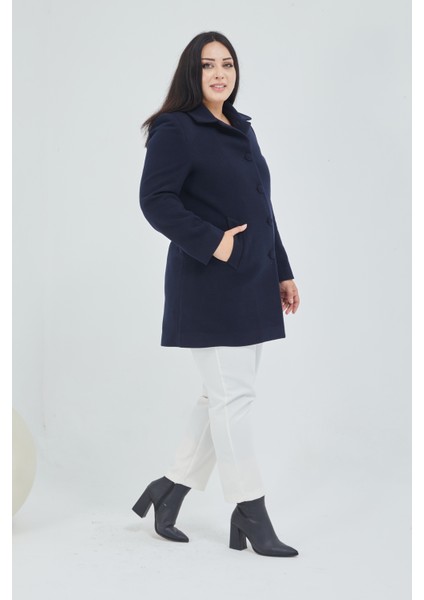 Kadın Büyük Beden Klasik Yaka Kaban