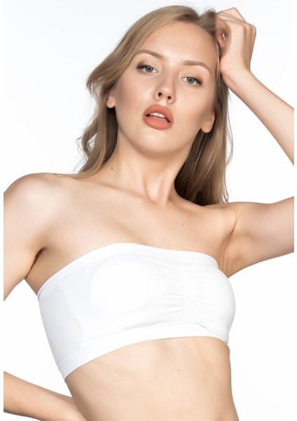 Beyaz Mı Emay 4022 Pedli Straplez Korse