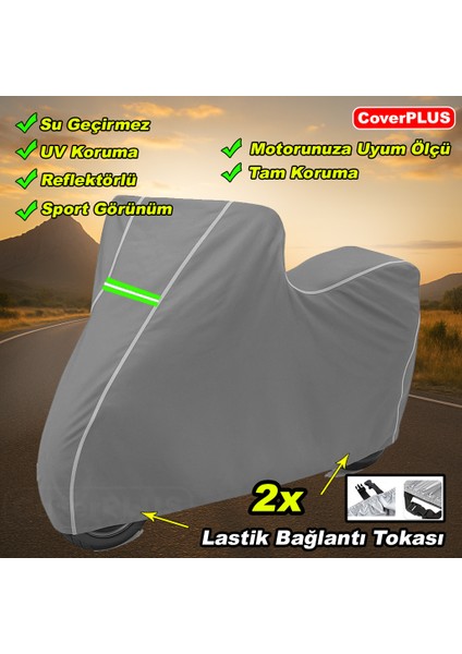 Reflektörlü Gri Dikişli Kanuni Moped Turbo Pro Branda Motosiket Brandası Motor Örtüsü Çadır Su Geçirmez Motosiklet Kılıfı Motor Brandası fırsatları