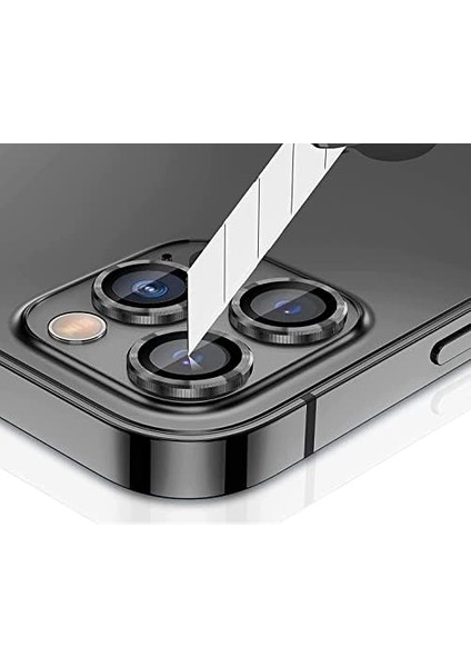 11/12 Pro Max Uyumlu Alüminyum Alaşım Çerçeveli Tempered Glass Kamera Lens Koruyucu Kırılmaz Cam (3'lü Set) (Siyah) modelleri