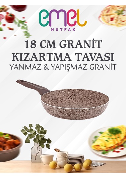 18 cm Granit Kızartma Tavası (Bej)
