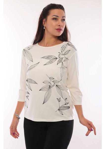 Kadın Desenli Bluz 3331 Ekru fiyatları