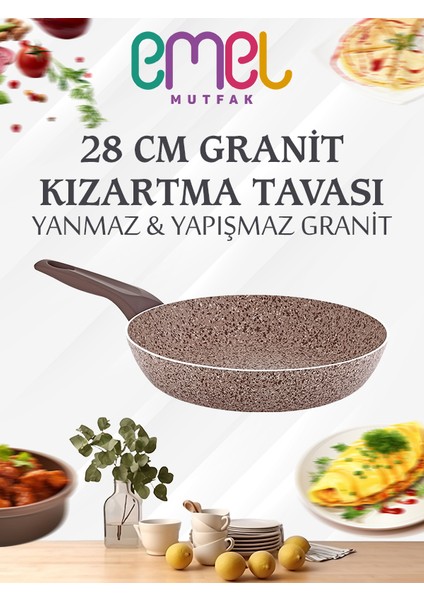 28 cm Granit Kızartma Tavası (Bej)