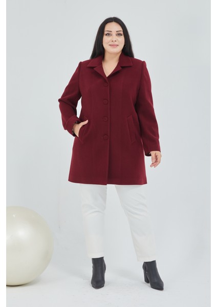 Kadın Büyük Beden Klasik Yaka Kaban fiyatları