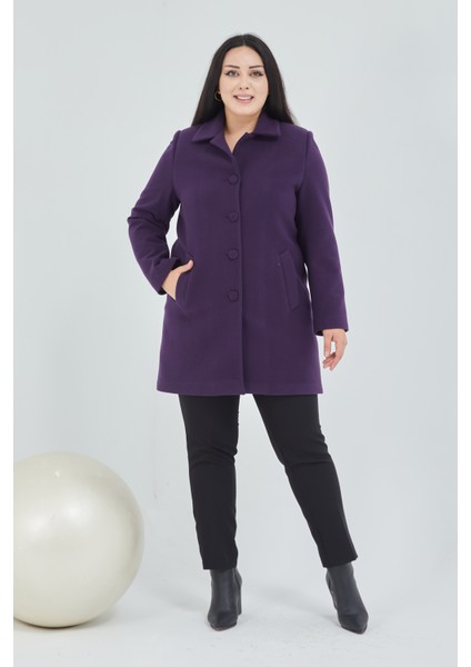 Kadın Büyük Beden Klasik Yaka Kaban