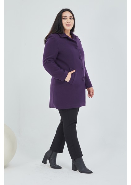 Kadın Büyük Beden Klasik Yaka Kaban modelleri