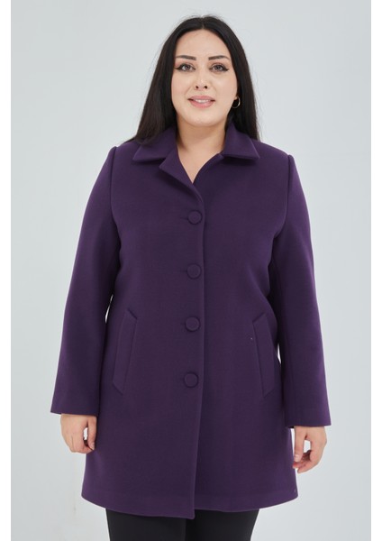 Kadın Büyük Beden Klasik Yaka Kaban