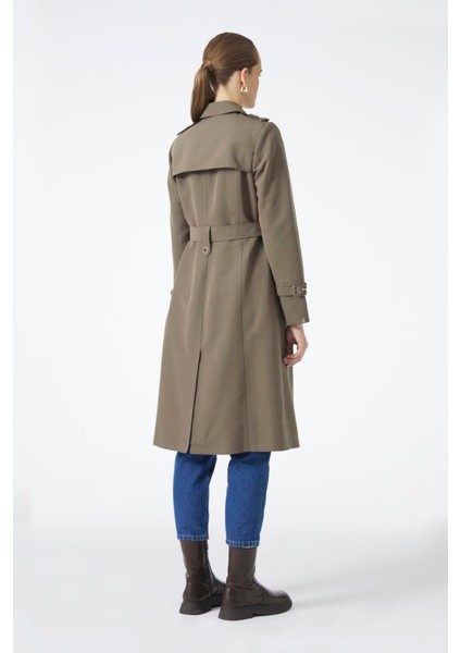 Kruvaze Yaka Beli Kuşaklı Trençkot indirimleri