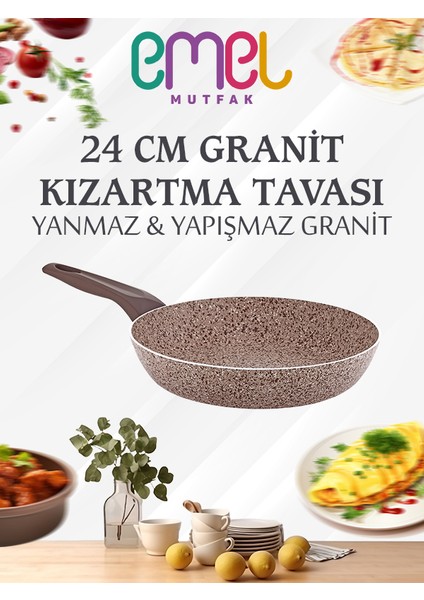 24 cm Granit Kızartma Tavası (Bej)
