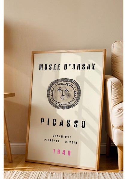Pablo Picasso Musee D' Orsay 1948 Seramik Sergisi Afişi Çerçeveli Tablo - Eklektik Tarz Duvar Dekoru
