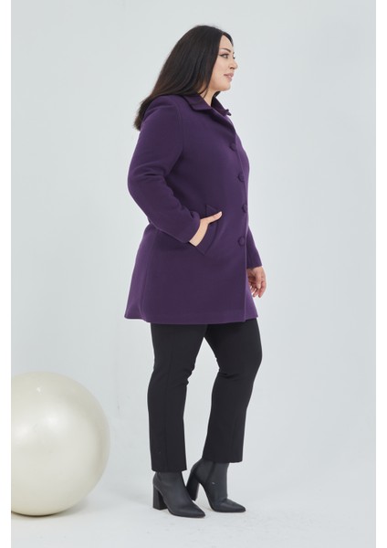 Kadın Büyük Beden Klasik Yaka Kaban