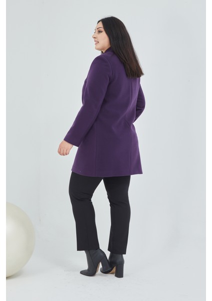 Kadın Büyük Beden Klasik Yaka Kaban