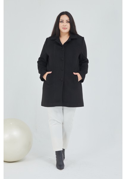 Kadın Büyük Beden Klasik Yaka Kaban