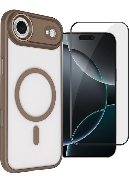 iPhone 17 Air Kılıf Krom Armor Manyetik Şarj Kapak + Tam Kapatan Ekran Koruyucu