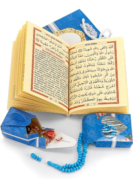 10 Adet Hediyelik 4'lü Mevlüt Seti Isme Özel Etiketli Çantalı, Tesbihli, Yasin Kitabı - Mavi fiyatları