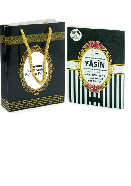 20 Adet Hediyelik Mevlüt Seti Isme Özel Etiketli Çantalı 80 Sayfa Yasin Kitabı - Siyah