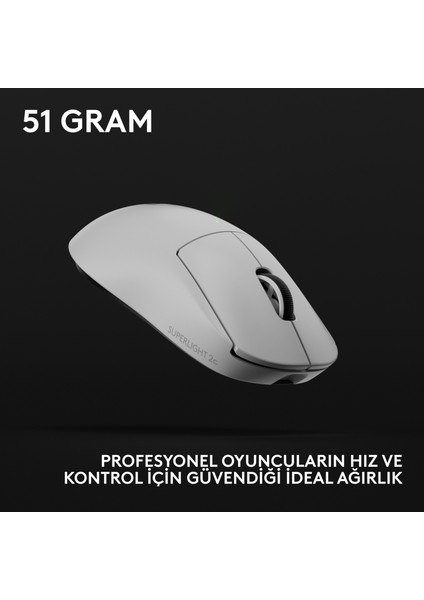 G Pro x Superlıght 2c Hafif Hero 2 Sensör 32.000 Dpı Lıghtspeed Kablosuz Oyuncu Mouse - Beyaz indirimleri