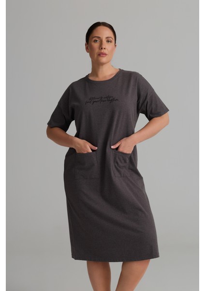 Kadın Plus Size Pamuklu Uzun Kollu Gecelik indirimleri