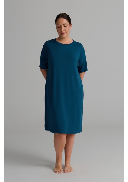 Kadın Plus Size Modal Iki Iplik Kısa Kollu Elbise fiyatları