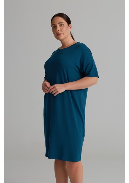 Kadın Plus Size Modal Iki Iplik Kısa Kollu Elbise indirimleri