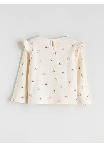 Lcw Kids Ekru Fırfırlı Kız Çocuk Bluz, Etek ve Külotlu Çorap Takım