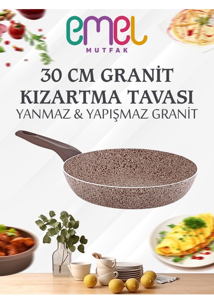 30 cm Granit Kızartma Tavası (Bej)