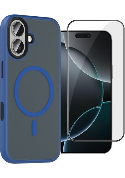 iPhone 17 Kılıf Flet Mat Manyetik Şarj Kapak + Tam Kapatan Ekran Koruyucu