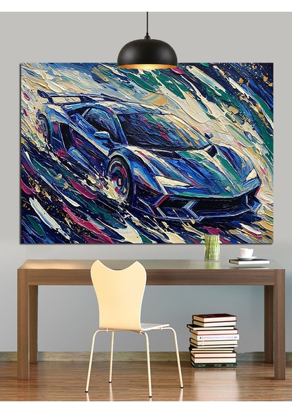Yağmurda Hızlı Spor Araba Dekoratif Kanvas - Mdf Ahşap Tablo modelleri