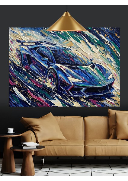 Yağmurda Hızlı Spor Araba Dekoratif Kanvas - Mdf Ahşap Tablo indirimleri