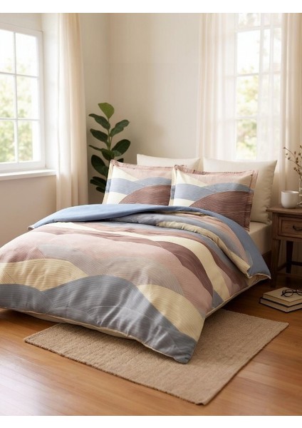 Moderno Wave Ranforce Nevresim Takımı – Çift Kişilik, %100 Pamuk, Yumuşak