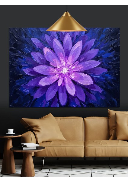 Mor Lotus Çiçek Dekoratif Kanvas - Mdf Ahşap Tablo