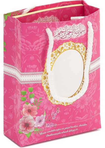 20 Adet Hediyelik 4'lü Mevlüt Seti Isme Özel Etiketli Çantalı, Tesbihli, Yasin Kitabı - Pembe modelleri