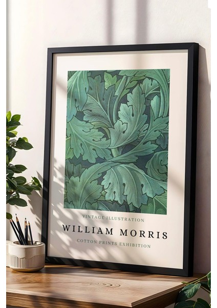 William Morris Acantus Çerçeveli Tablo - Sergi Afişi - Eklektik Tarz Duvar Dekoru
