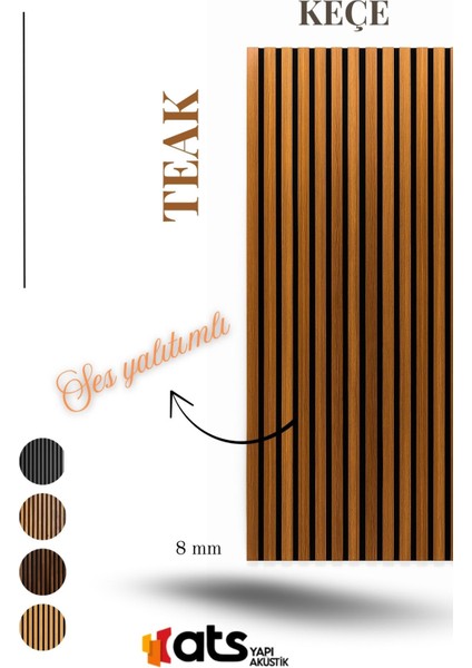 Keçe Tabanlı Duvar Paneli 60X280 cm – Ses Yalıtımlı Akustik Panel | 8 mm Kalınlık