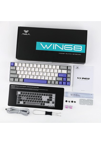 WIN68 He Max Manyetik Klavye Rapid Trigger Wing Chun Switch 8000Hz Rgb Tkl Hot Swap Oyuncu Klavyesi Mavi