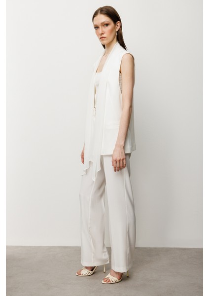 Kadın Bol Paça Cepsiz Pantolon 6504 Ekru fiyatları